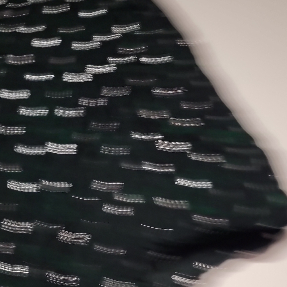 LOFT Metallic Clip Pintucked Flare Dress Green & Silver Size L - Picture 7 of 12